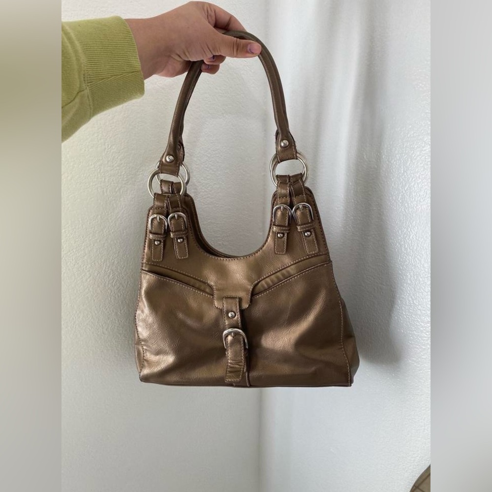 Brown metallic Shoulder Bag with Chic Slouchy Silhouette
